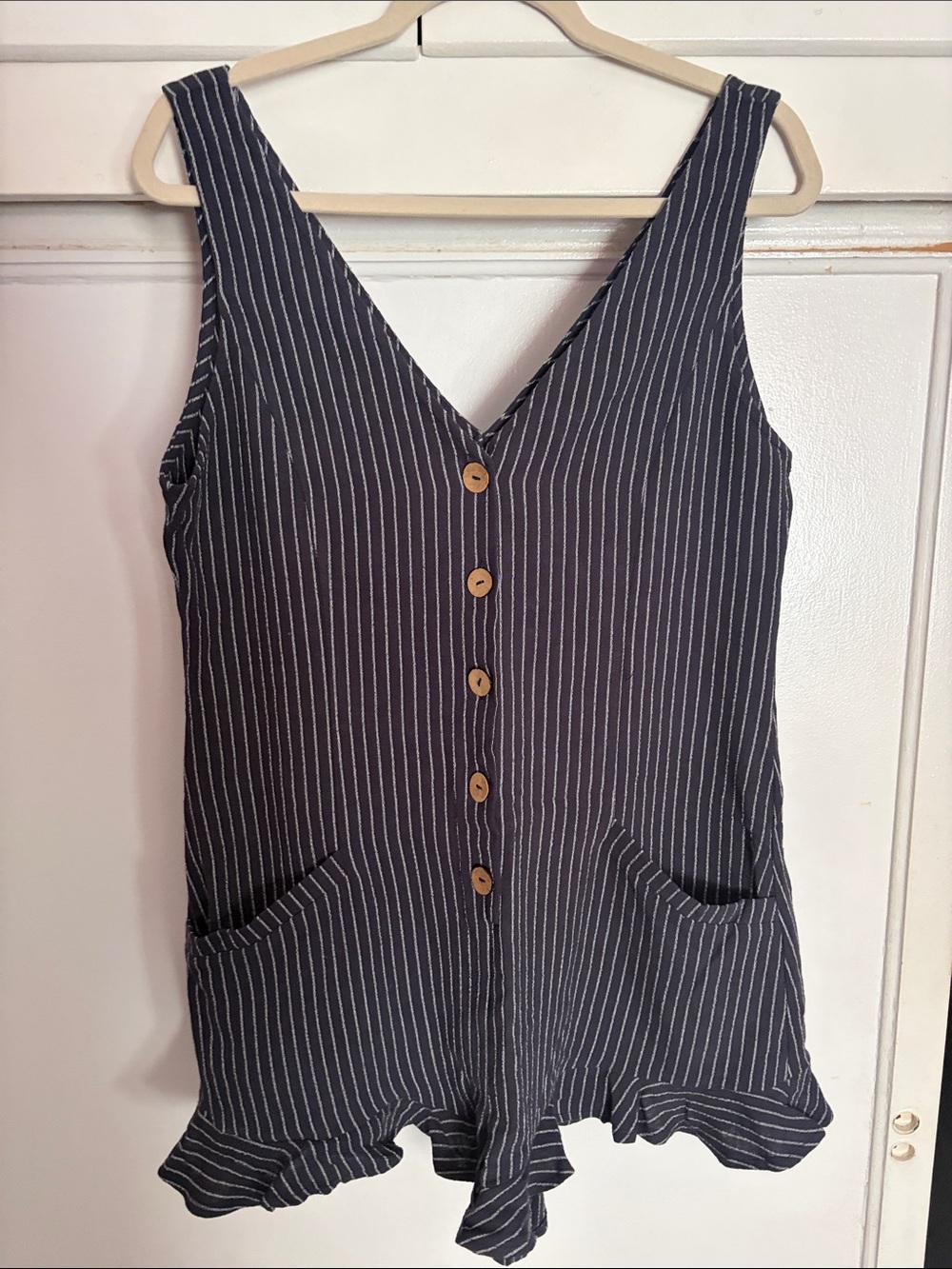 Striped button up romper